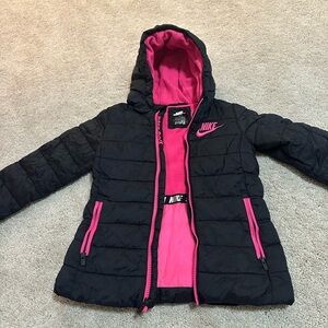 Nike Kids Black and Pink Hooded Jacket